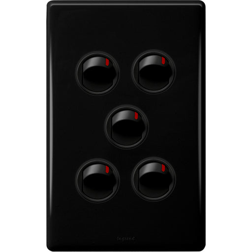 Legrand Excel Life Dedicated Plate 5 Gang Switch, Available in 5 Colours