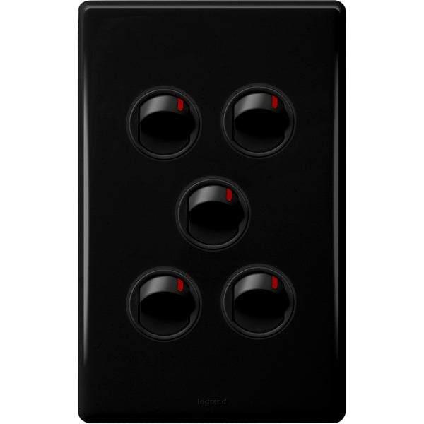 Legrand Excel Life Dedicated Plate 5 Gang Switch, Available in 5 Colours