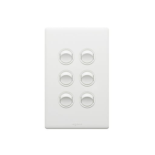 Legrand Excel Life Dedicated Plate 6 Gang Switch, Available in 5 Colours