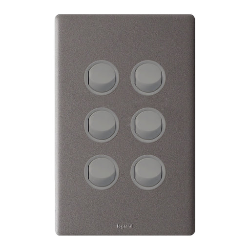 Legrand Excel Life Dedicated Plate 6 Gang Switch, Available in 5 Colours