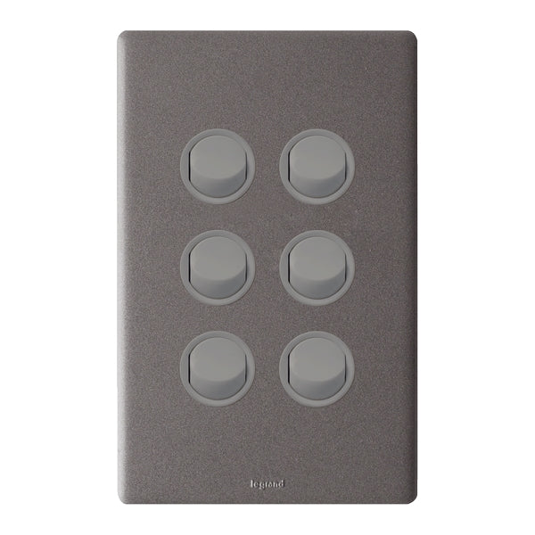 Legrand Excel Life Dedicated Plate 6 Gang Switch, Available in 5 Colours