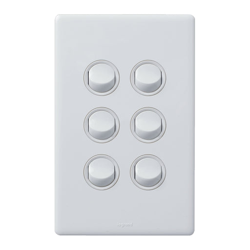 Legrand Excel Life Dedicated Plate 6 Gang Switch, Available in 5 Colours