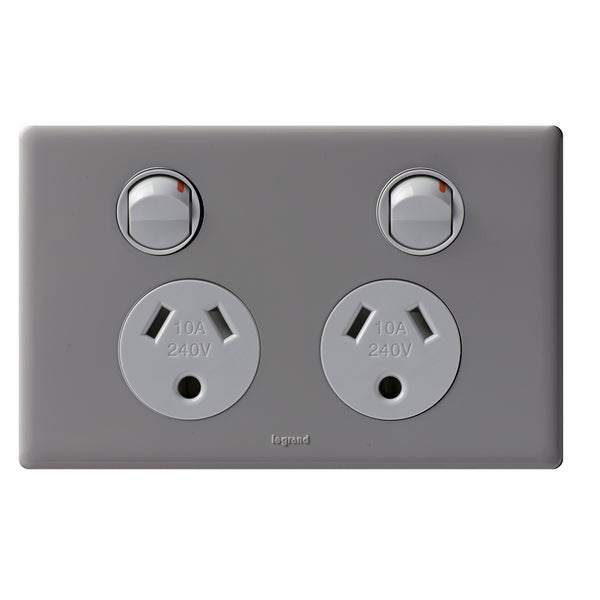 Legrand Excel Life Double Power Point Outlet With Round Earth, Available in 2 Colours