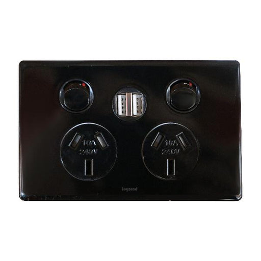 Legrand Excel Life Double Power Point Outlet With Integrated USB Charger, Available in 5 Colours