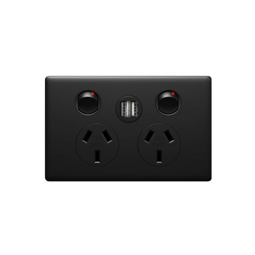 Legrand Excel Life Double Power Point Outlet With Integrated USB Charger, Available in 5 Colours