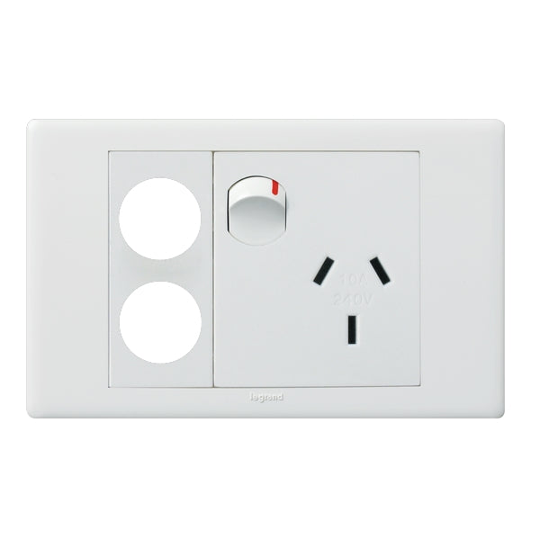 Legrand Excel Life Single Power Point Outlet With 2 Extra Function Holes, Available in 2 Colours