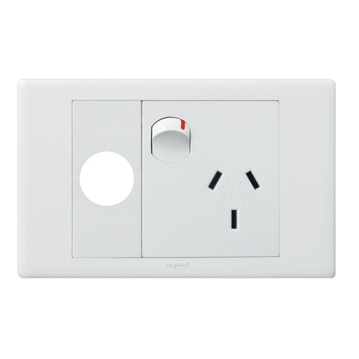 Legrand Excel Life Single Power Point Outlet With Extra Function Hole, Available in 2 Colours