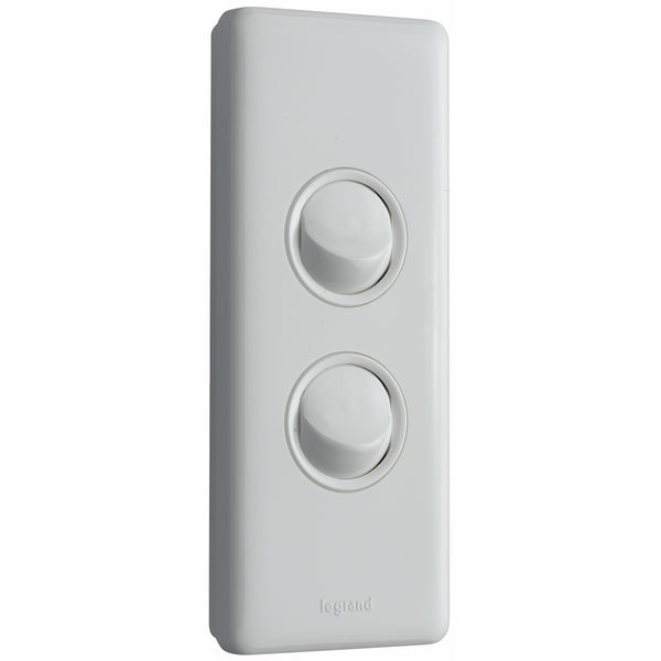 Legrand Excel Life 2 Gang Architrave Switch, White