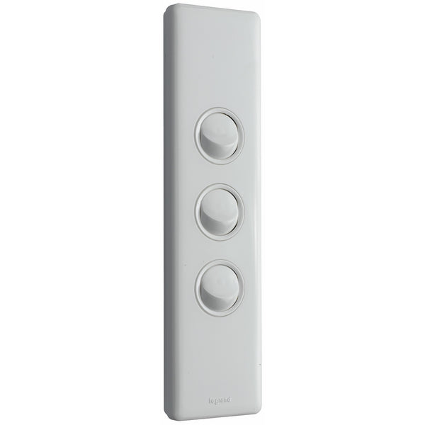 Legrand Excel Life 3 Gang Architrave Switch, White