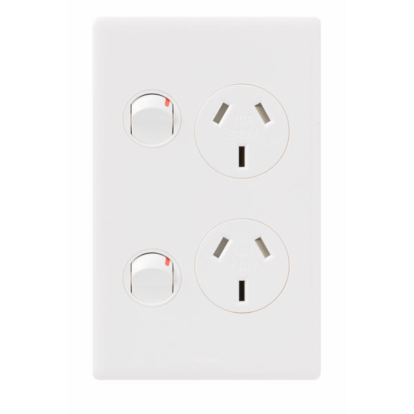 Legrand Excel Life Vertical Double Power Point Outlet, Available in 5 Colours
