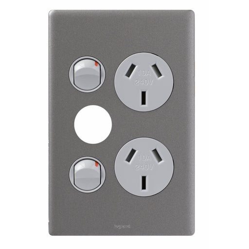 Legrand Excel Life Vertical Double Power Point Outlet With Extra Function Hole, Available in 5 Colours