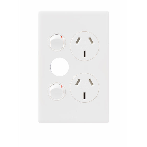 Legrand Excel Life Vertical Double Power Point Outlet With Extra Function Hole, Available in 5 Colours