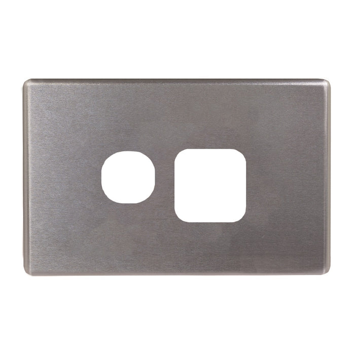 Flat Cat Single Power Point Brushed Aluminium Cover Only
