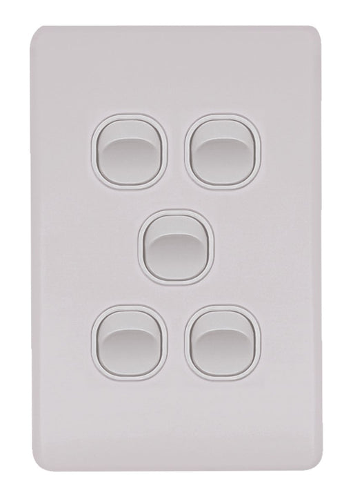 Flat Cat Slimline 5 Gang Complete Switch