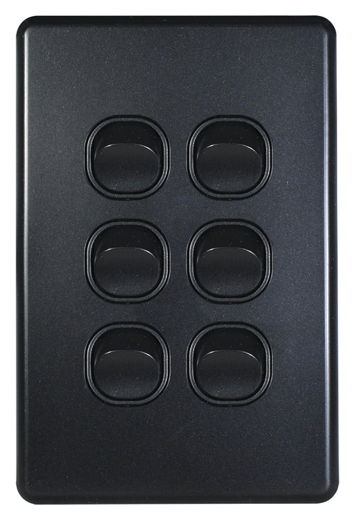 Flat Cat Slimline 6 Gang Complete Switch