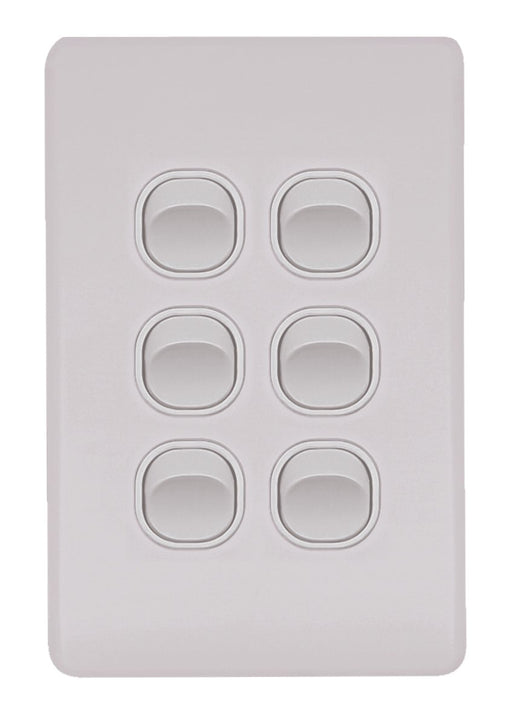 Flat Cat Slimline 6 Gang Complete Switch