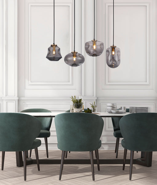 FOSSETTE | Interior Dimpled Smoke Glass Oval Pendant
