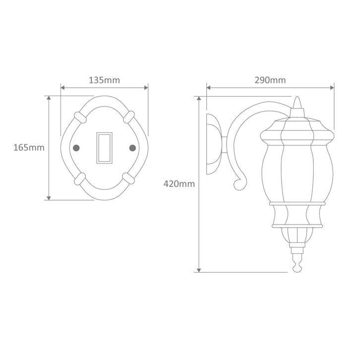 Domus Vienna - Curved Arm Down Facing Traditional Wall Light
