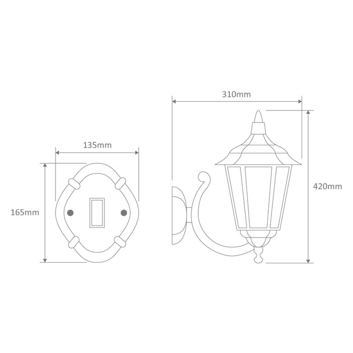 Domus Chester - Curved Arm Up Facing Traditional Wall Light
