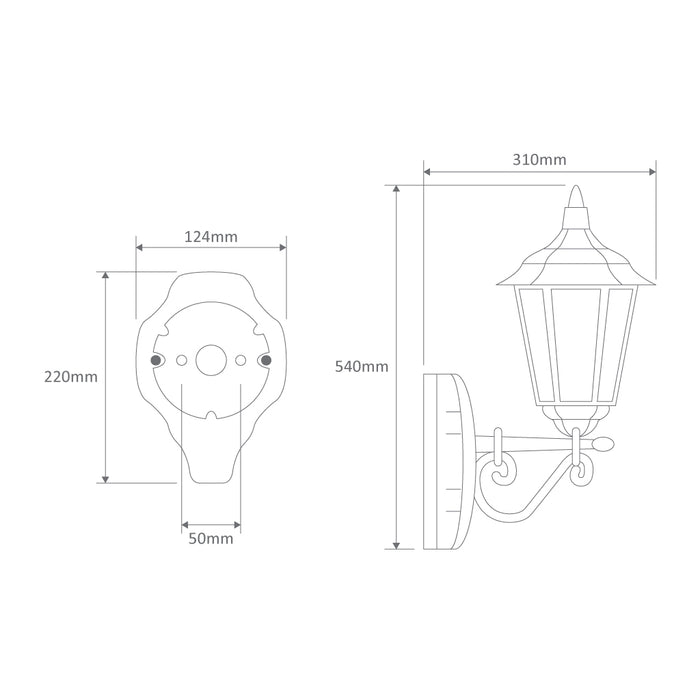 Domus Chester - Straight Arm Up Facing Traditional Wall Light