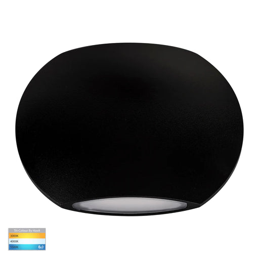Cara TRI Colour LED Up & Down Round Wall Light Black
