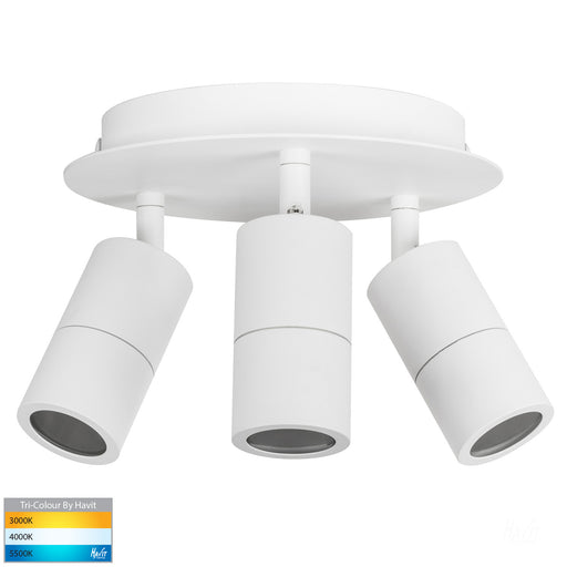 Tivah 3 Light TRI Colour LED Round Plate Light Aluminium White