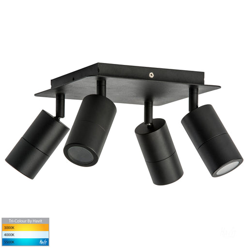 Tivah 4 Light TRI Colour LED Square Plate Light Aluminium Black