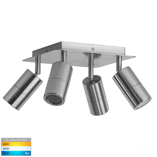 Tivah 4 Light TRI Colour LED Square Plate Light Aluminium Titanium