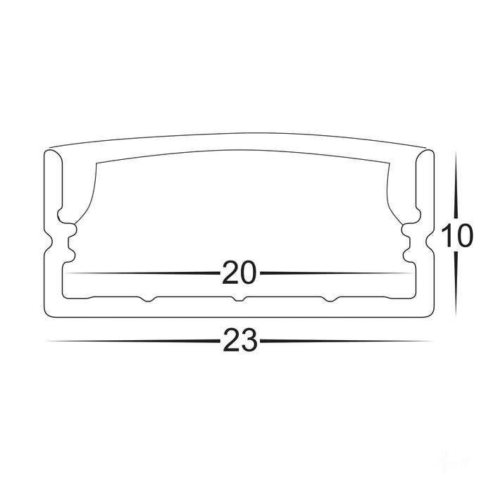Havit Aluminium Profile For LED Strip 23x10mm Shallow Double Square 1M