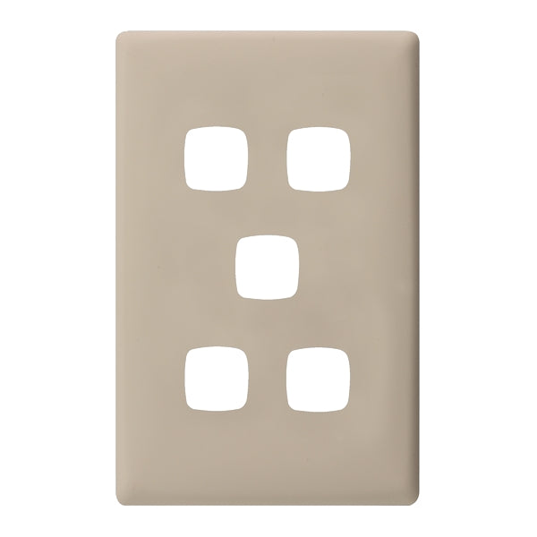 HPM Linea 5 Gang Switch - Cover Plate Only, 9 Colour Finishes
