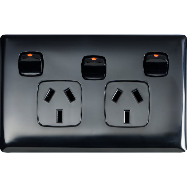 HPM Linea Double Power Point Outlet 10a With Extra Switch