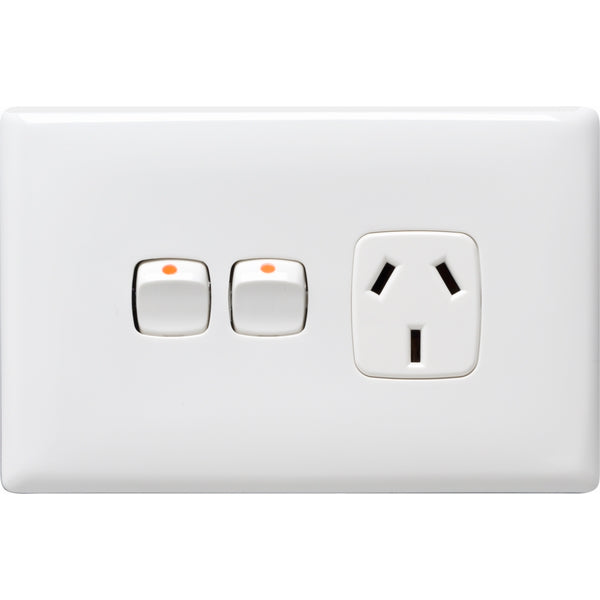 HPM Linea Single Power Point Outlet 10a With Extra Switch