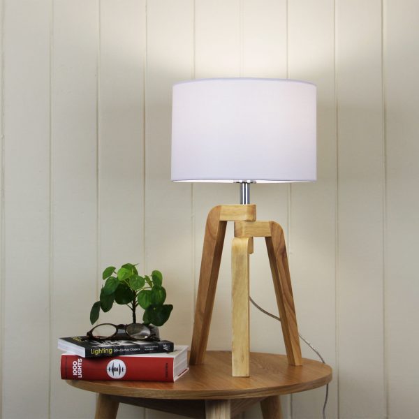 Lund Scandi Inspired Timber Tripod Table Lamp
