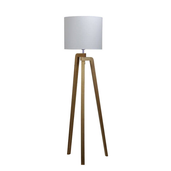 Lund Scandi Inspired Timber Tripod Floor Lamp