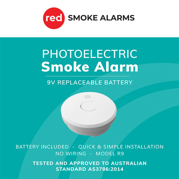 RED 9V Battery Stand-Alone Smoke Alarm