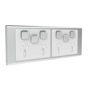 Clipsal Iconic Styl Quad Powerpoint With Extra Switches Cover Only