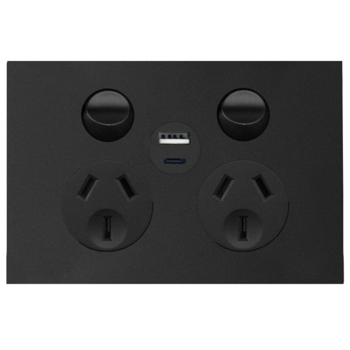 Hager Finesse Twin Powerpoint 10A With Type A&C USB Charger