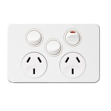 Hager Silhouette Double Power Point Outlet 10a With Extra Switch