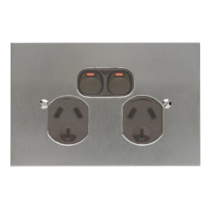 Clipsal BSL Stainless Steel Double Power Point Outlet