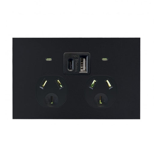Clouded Leopard Double Power Point with Dual A & C USB Charging Outlets/GPO