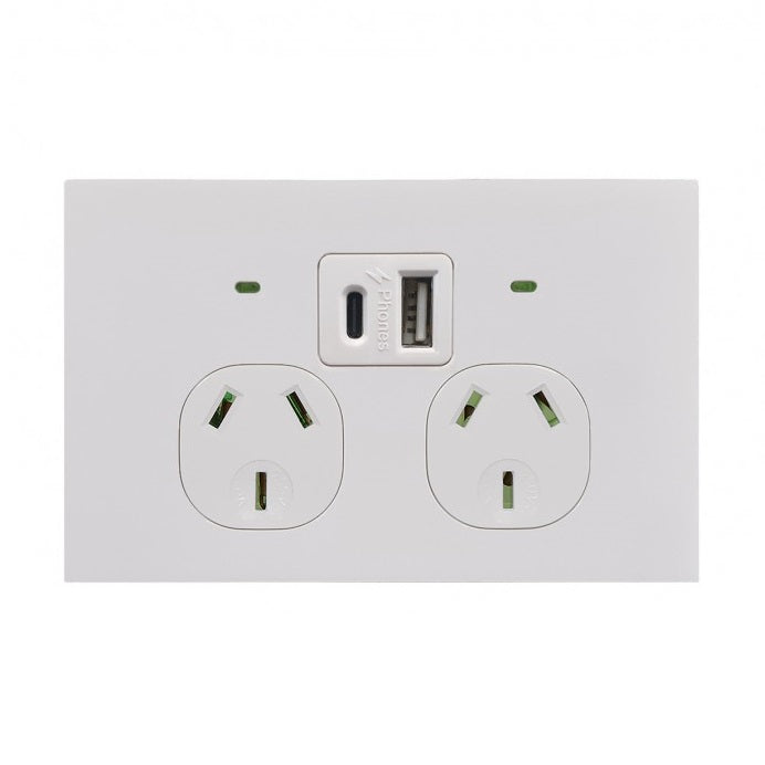 Clouded Leopard Double Power Point with Dual A & C USB Charging Outlets/GPO
