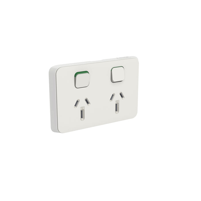 Clipsal Iconic Double Powerpoint Outlet 15a, Vivid White