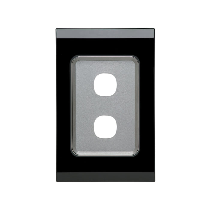 Clipsal Saturn Series 2 Gang Grid And Plate Assembly, Espresso Black