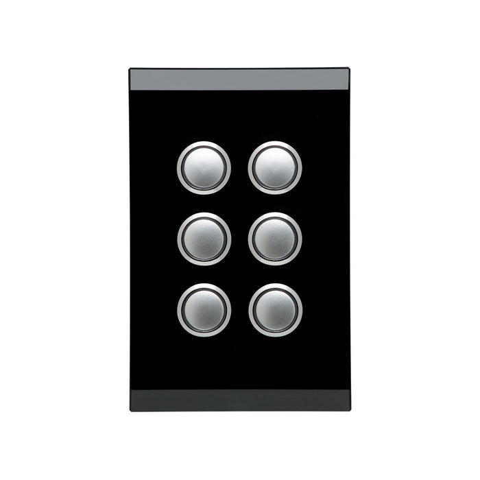 Clipsal Saturn Series Switch 6 Gang Push Button LED, Espresso Black