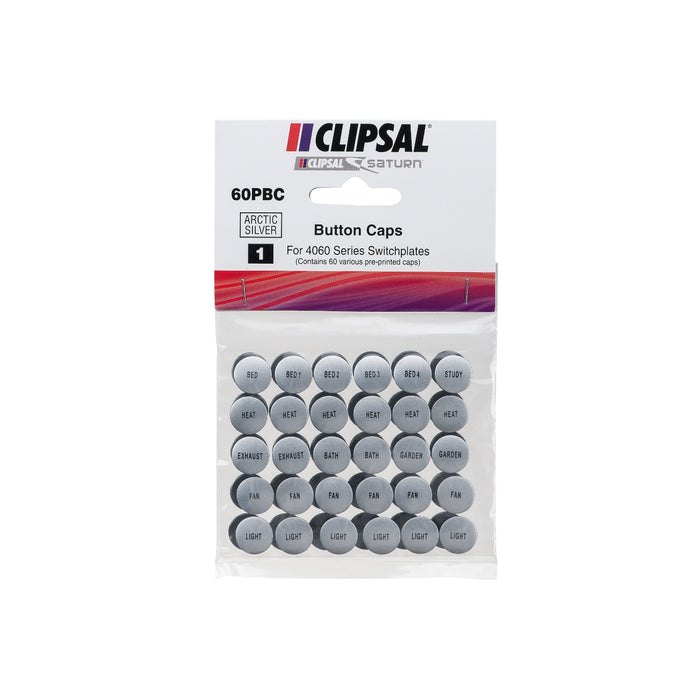 Clipsal Saturn Pre-Labelled Button Caps - 60PB Pack