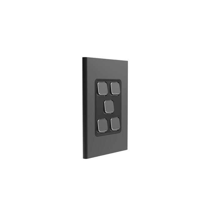 Clipsal Iconic 5 Gang Switch Plate - Skin Only, Silver Shadow