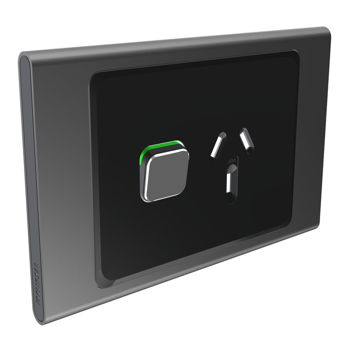 Clipsal Iconic Single Power Point Outlet - Cover Only, Silver Shadow