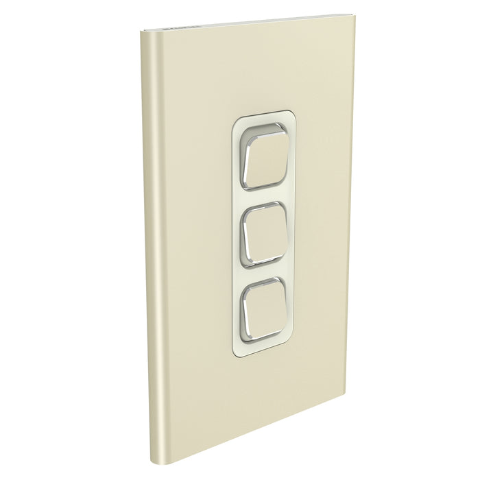 Clipsal Iconic 3 Gang Switch Plate - Skin Only, Crowne