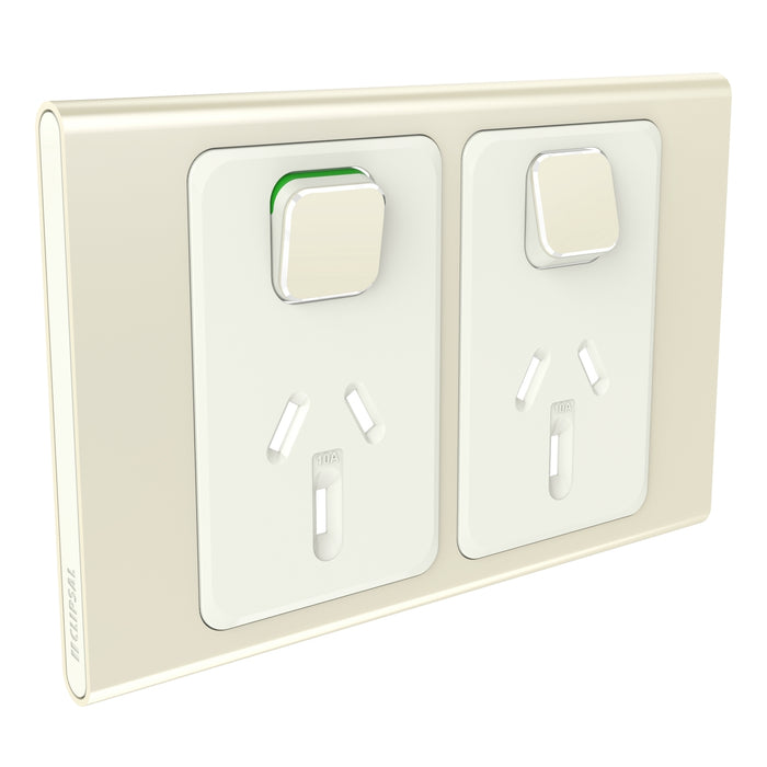 Clipsal Iconic Double Power Point Outlet 10a - Skin Only, Crowne