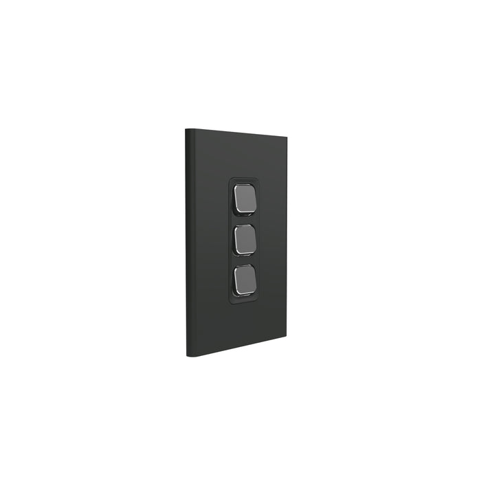 Clipsal Iconic 3 Gang Switch Plate - Skin Only, Silver Shadow